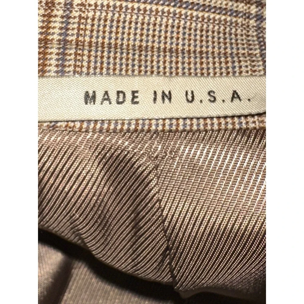 Burberry London Mens 46L Glen Plaid Wool Blazer Sport Coat 3 Button Made in USA